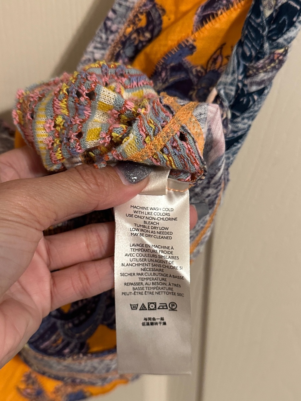 Free People Izabella Paisley V-Neck Crop Top, Orange & Purple w MultiColor, Sz S - Picture 10 of 11